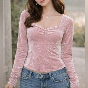 & OTHER STORIES Velvet Sweetheart Ruched Top | Romantic Coquette Fairycore